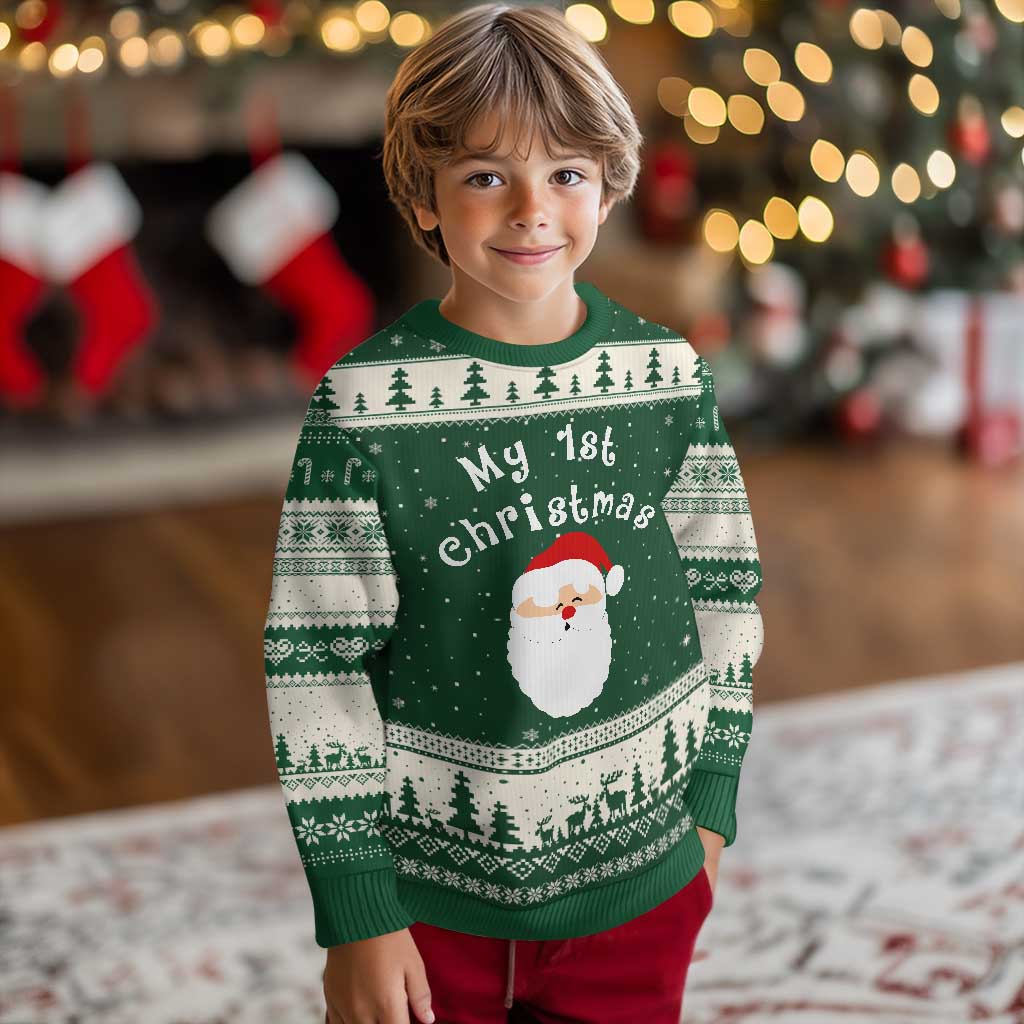 My First Xmas Ugly Christmas Sweater Baby's First Holiday Xmas Santa - Wonder Print Shop