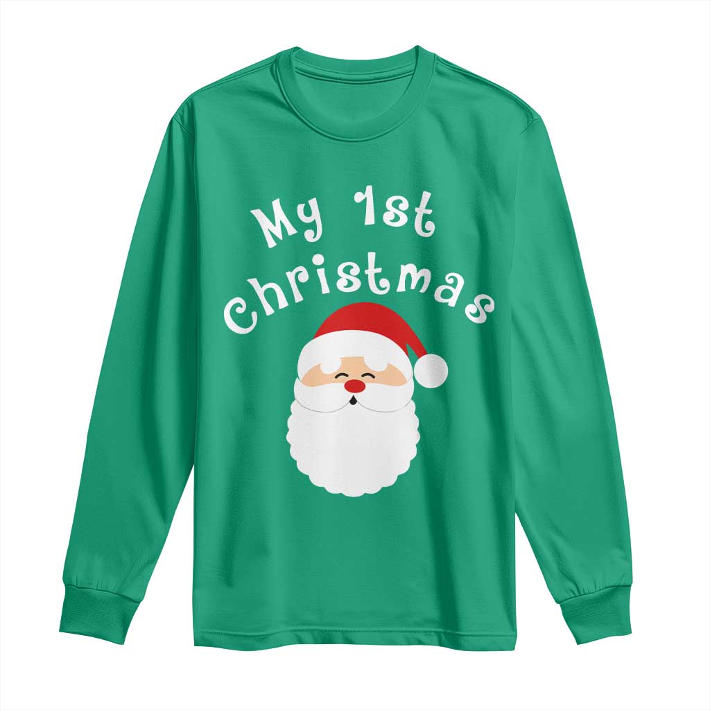 My First Christmas Long Sleeve Shirt Baby's First Holiday Xmas Santa - Wonder Print Shop