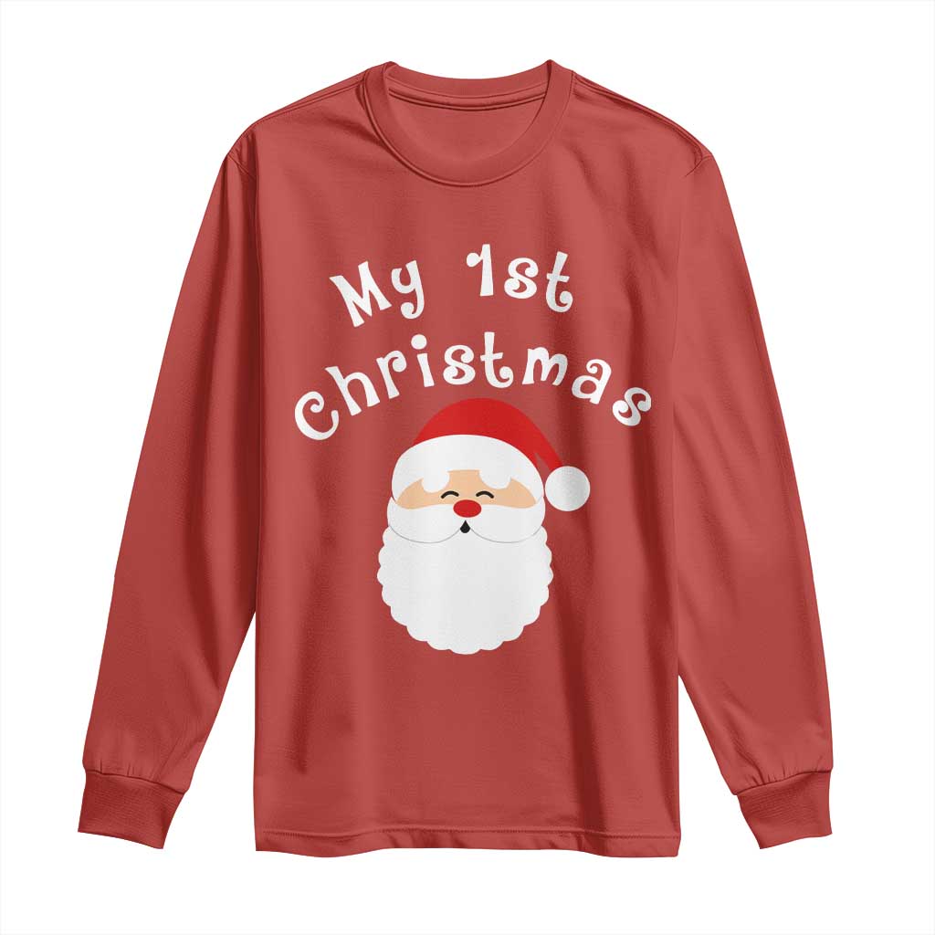My First Christmas Long Sleeve Shirt Baby's First Holiday Xmas Santa - Wonder Print Shop