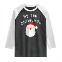 My First Christmas Raglan Shirt Baby's First Holiday Xmas Santa - Wonder Print Shop
