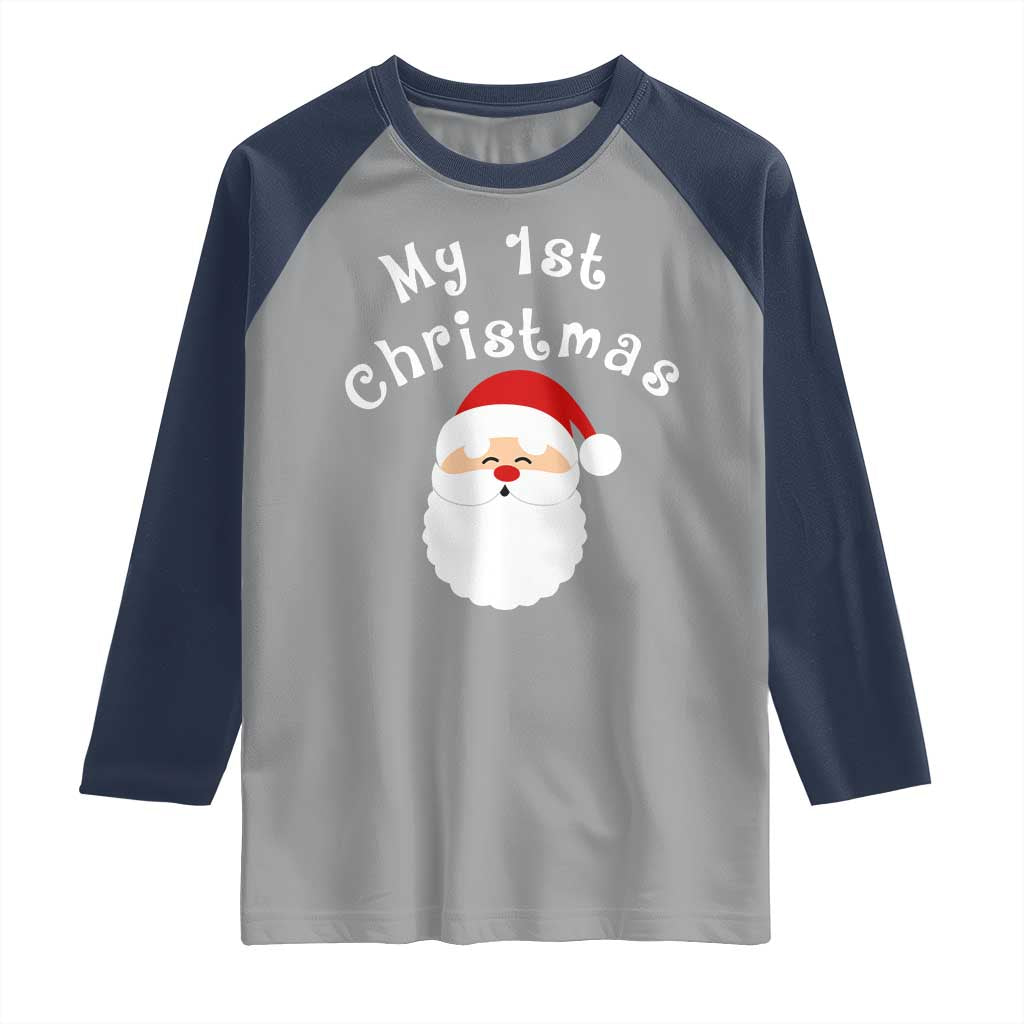 My First Christmas Raglan Shirt Baby's First Holiday Xmas Santa - Wonder Print Shop
