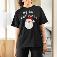 My First Christmas T Shirt For Women Baby's First Holiday Xmas Santa - Wonder Print Shop