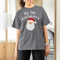 My First Christmas T Shirt For Women Baby's First Holiday Xmas Santa - Wonder Print Shop