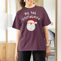 My First Christmas T Shirt For Women Baby's First Holiday Xmas Santa - Wonder Print Shop
