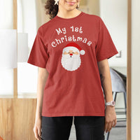 My First Christmas T Shirt For Women Baby's First Holiday Xmas Santa - Wonder Print Shop