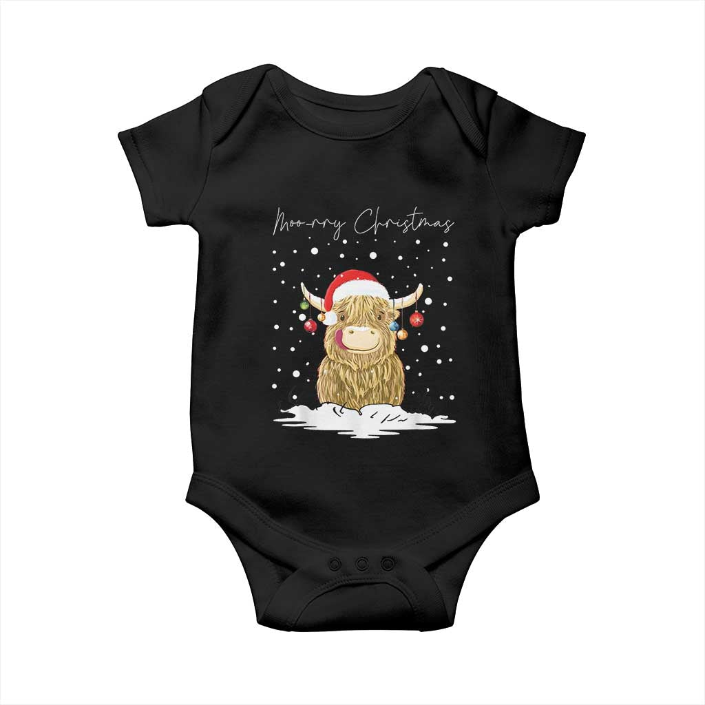 Christmas Cow Baby Onesie Scottish Highland Cow Moo-rry Christmas