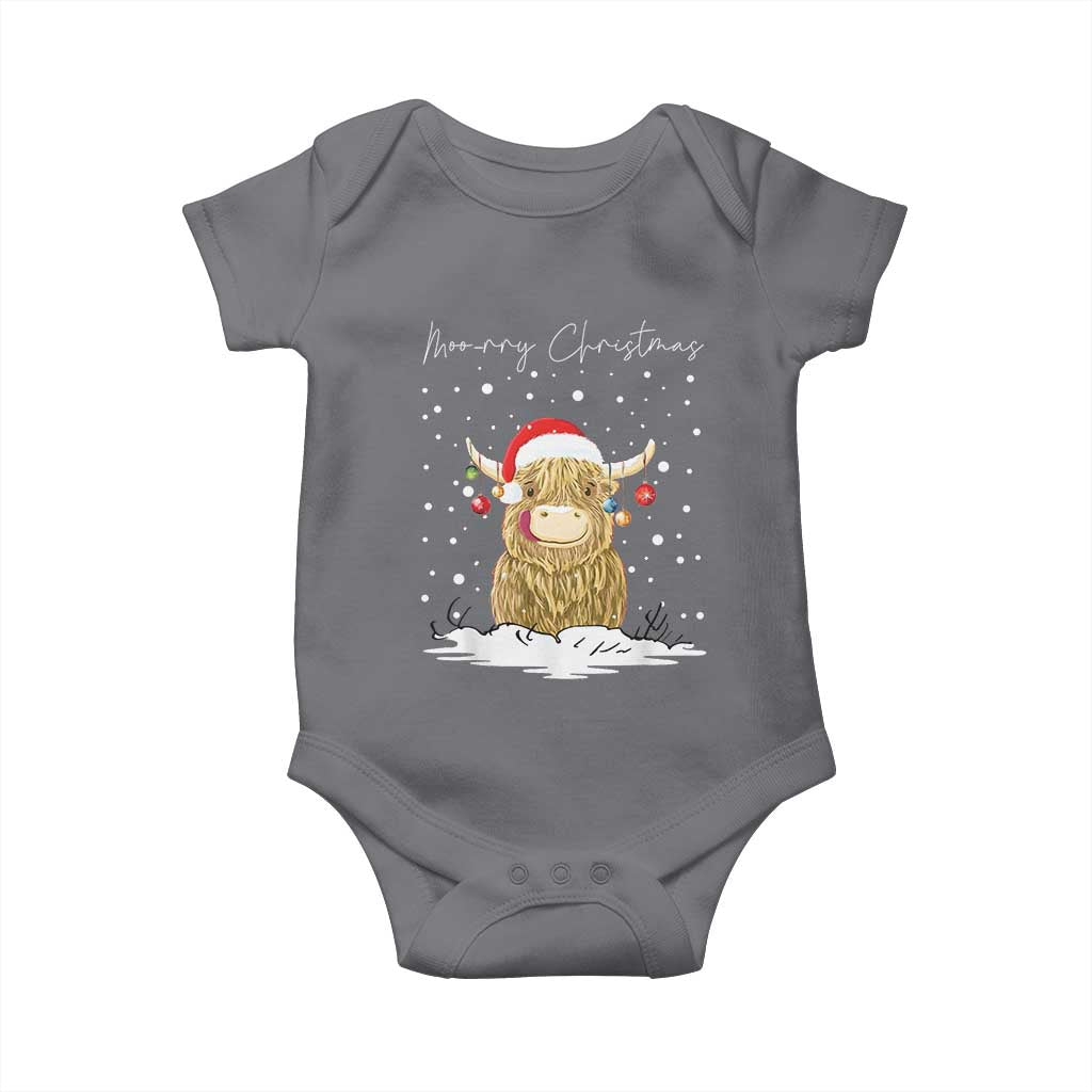 Christmas Cow Baby Onesie Scottish Highland Cow Moo-rry Christmas