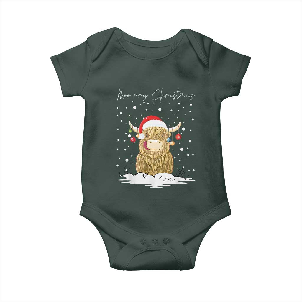 Christmas Cow Baby Onesie Scottish Highland Cow Moo-rry Christmas