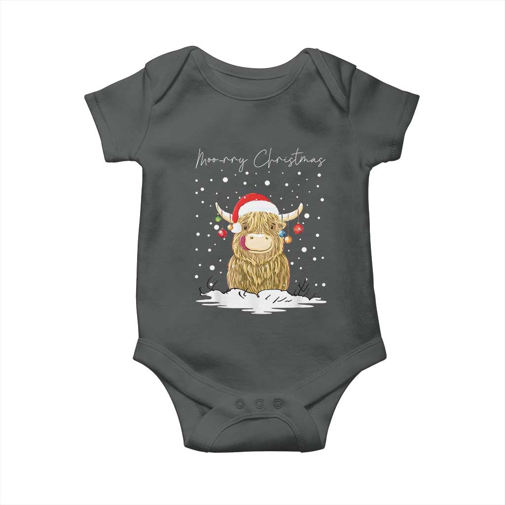 Christmas Cow Baby Onesie Scottish Highland Cow Moo-rry Christmas