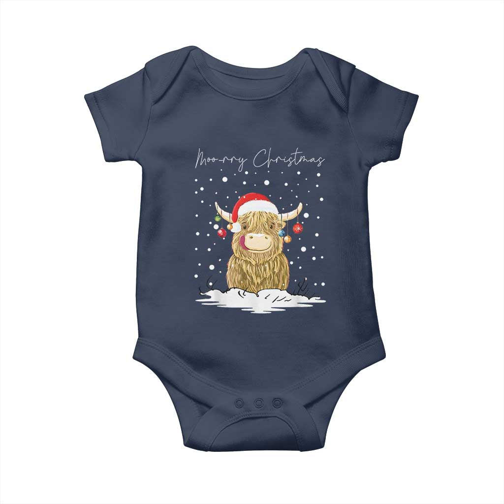 Christmas Cow Baby Onesie Scottish Highland Cow Moo-rry Christmas