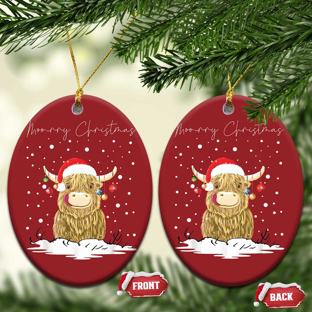 Xmas Cow Christmas Ornament Scottish Highland Cow Moo-rry Christmas - Wonder Print Shop