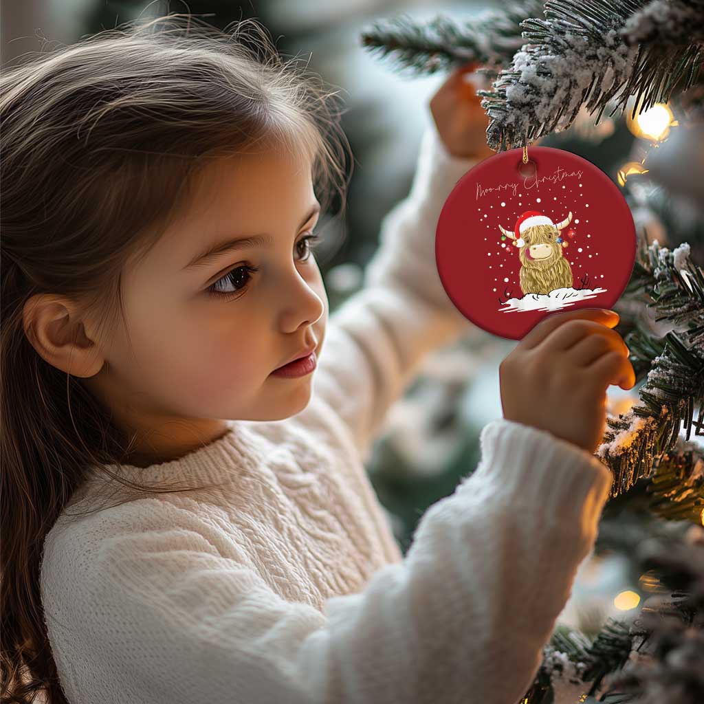 Xmas Cow Christmas Ornament Scottish Highland Cow Moo-rry Christmas - Wonder Print Shop