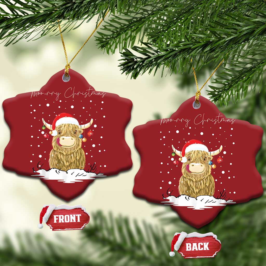Xmas Cow Christmas Ornament Scottish Highland Cow Moo-rry Christmas - Wonder Print Shop