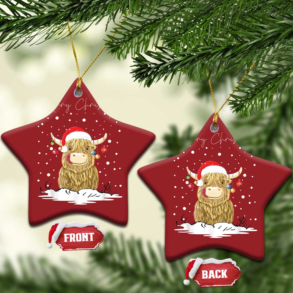 Xmas Cow Christmas Ornament Scottish Highland Cow Moo-rry Christmas - Wonder Print Shop