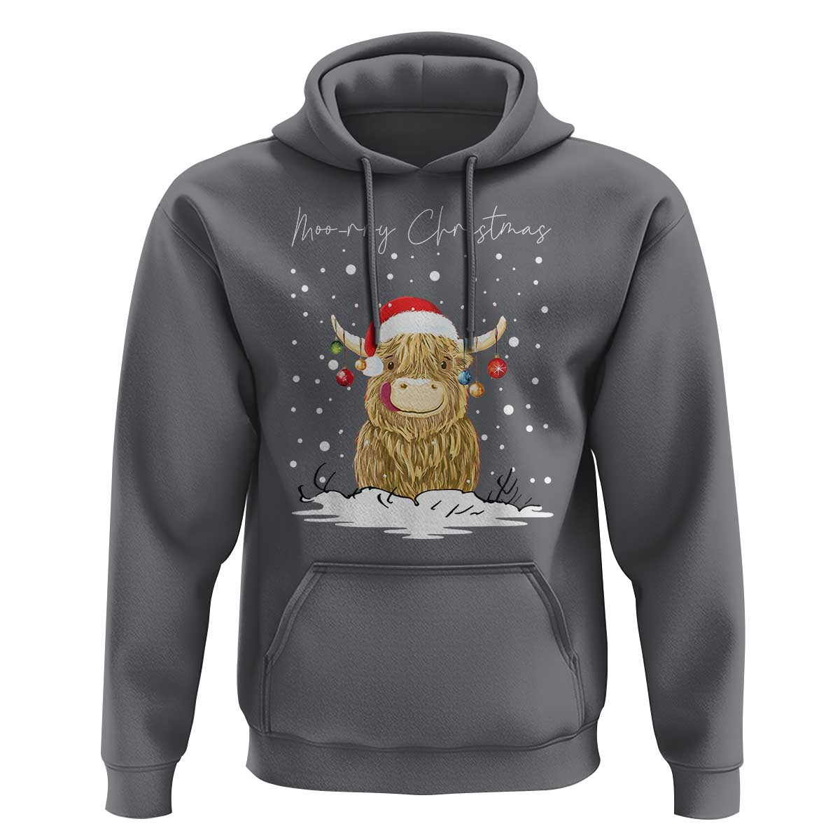 Christmas Cow Hoodie Scottish Highland Cow Moo-rry Christmas