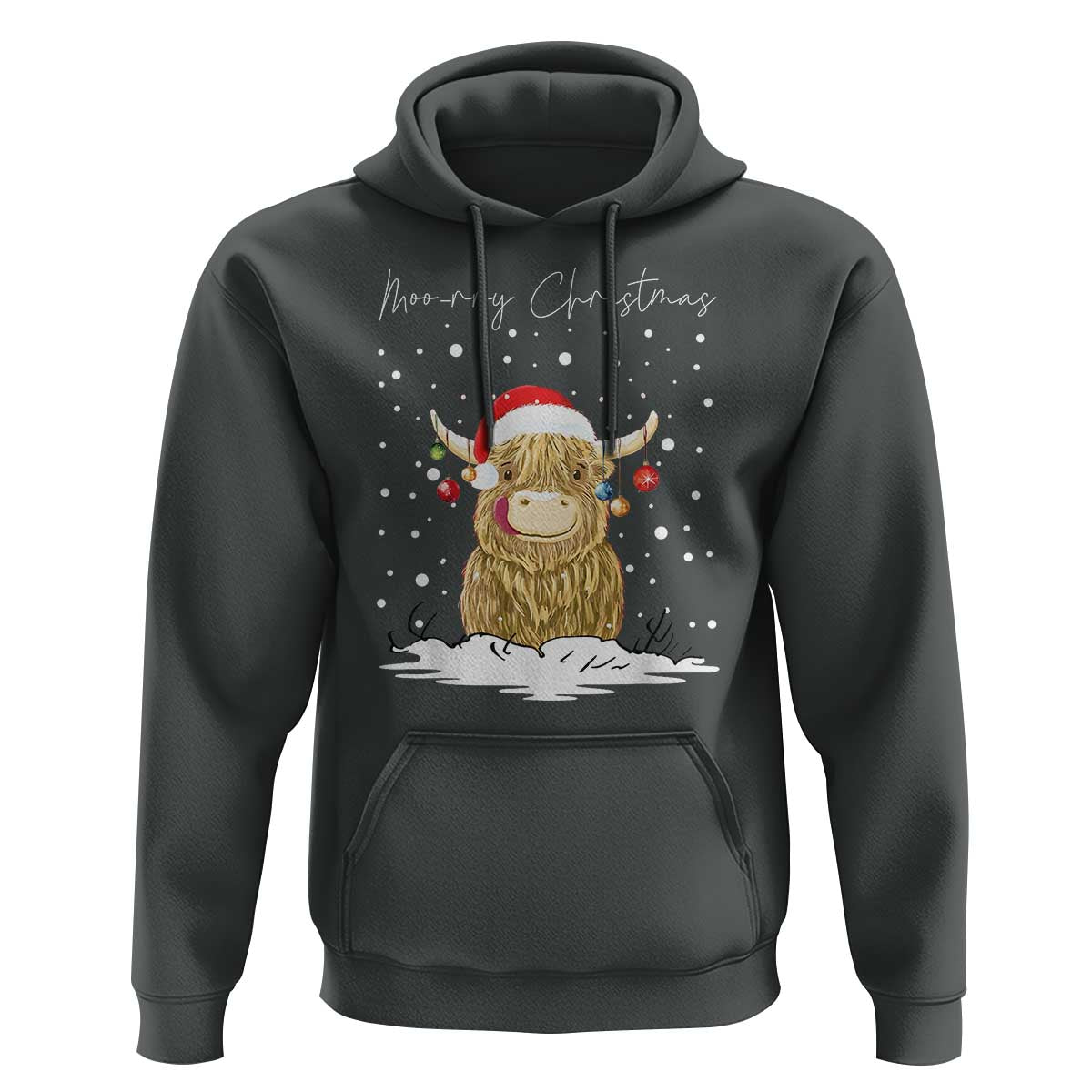 Christmas Cow Hoodie Scottish Highland Cow Moo-rry Christmas