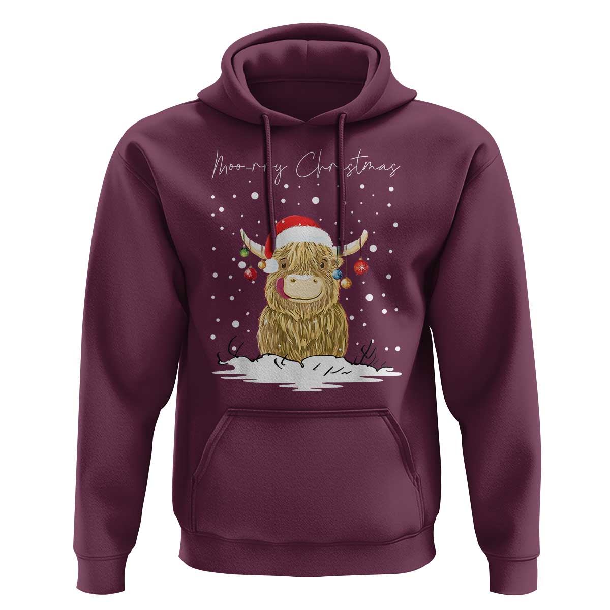 Christmas Cow Hoodie Scottish Highland Cow Moo-rry Christmas