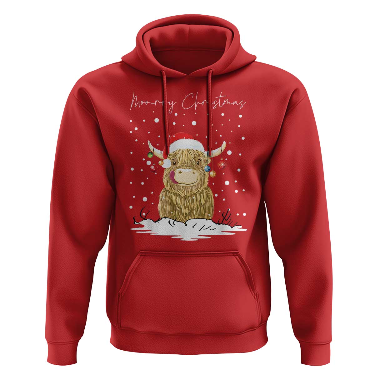Christmas Cow Hoodie Scottish Highland Cow Moo-rry Christmas