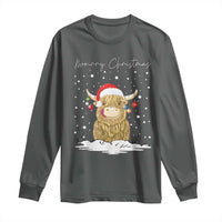 Christmas Cow Long Sleeve Shirt Scottish Highland Cow Moo-rry Christmas
