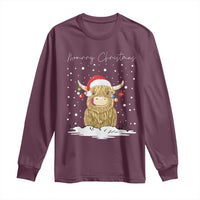 Christmas Cow Long Sleeve Shirt Scottish Highland Cow Moo-rry Christmas