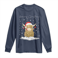 Christmas Cow Long Sleeve Shirt Scottish Highland Cow Moo-rry Christmas