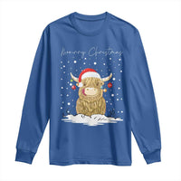 Christmas Cow Long Sleeve Shirt Scottish Highland Cow Moo-rry Christmas