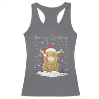 Christmas Cow Racerback Tank Top Scottish Highland Cow Moo-rry Christmas