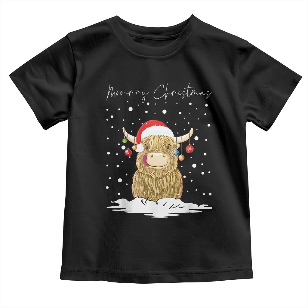 Christmas Cow Toddler T Shirt Scottish Highland Cow Moo-rry Christmas