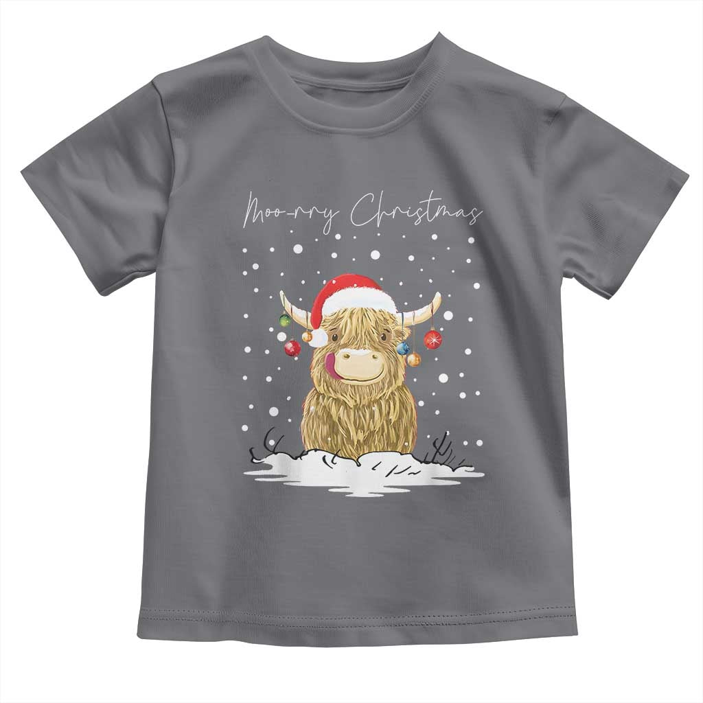 Christmas Cow Toddler T Shirt Scottish Highland Cow Moo-rry Christmas