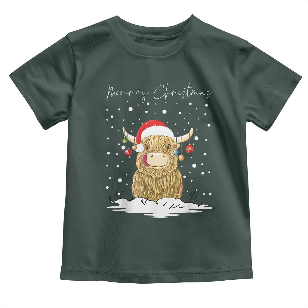 Christmas Cow Toddler T Shirt Scottish Highland Cow Moo-rry Christmas