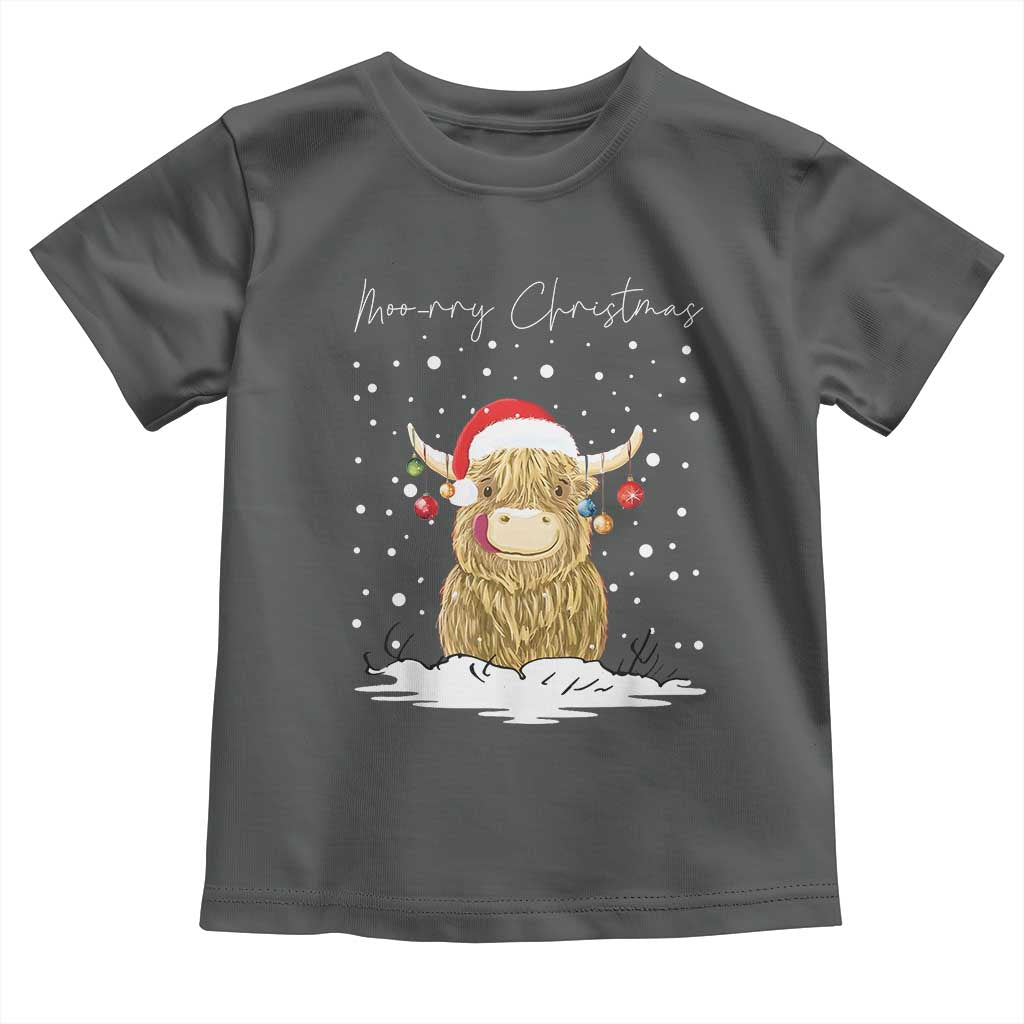 Christmas Cow Toddler T Shirt Scottish Highland Cow Moo-rry Christmas