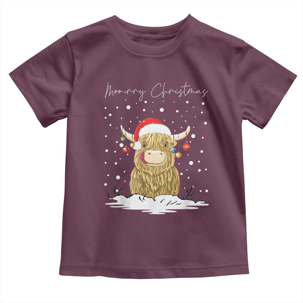 Christmas Cow Toddler T Shirt Scottish Highland Cow Moo-rry Christmas