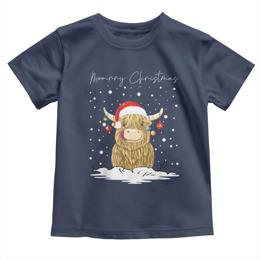 Christmas Cow Toddler T Shirt Scottish Highland Cow Moo-rry Christmas