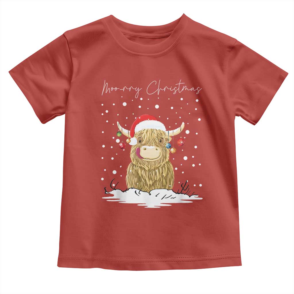 Christmas Cow Toddler T Shirt Scottish Highland Cow Moo-rry Christmas