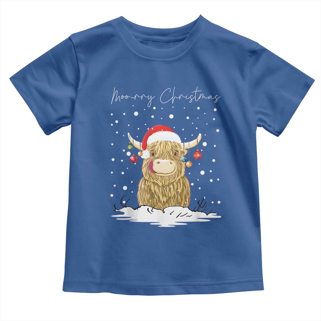 Christmas Cow Toddler T Shirt Scottish Highland Cow Moo-rry Christmas