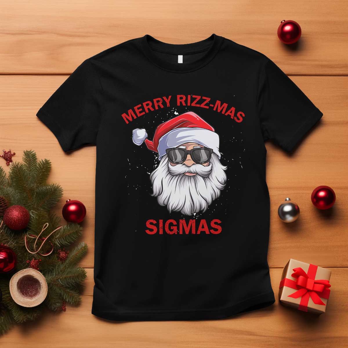 Funny Christmas Santa T Shirt Merry Rizz Mas Sigmas Gen Alpha Middle School Christmas - Wonder Print Shop