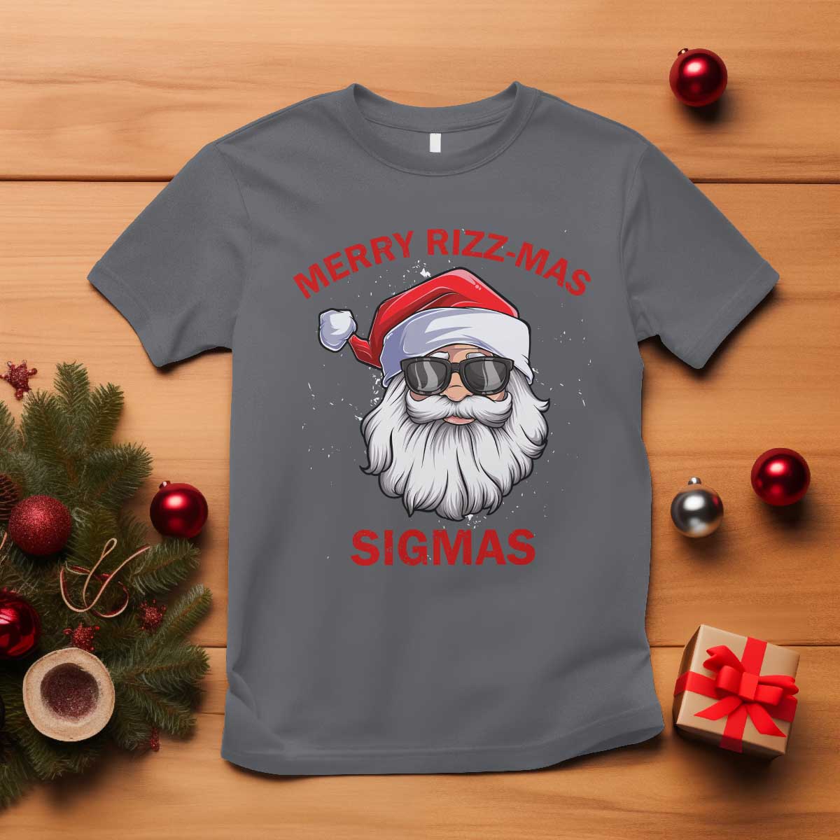 Funny Christmas Santa T Shirt Merry Rizz Mas Sigmas Gen Alpha Middle School Christmas - Wonder Print Shop