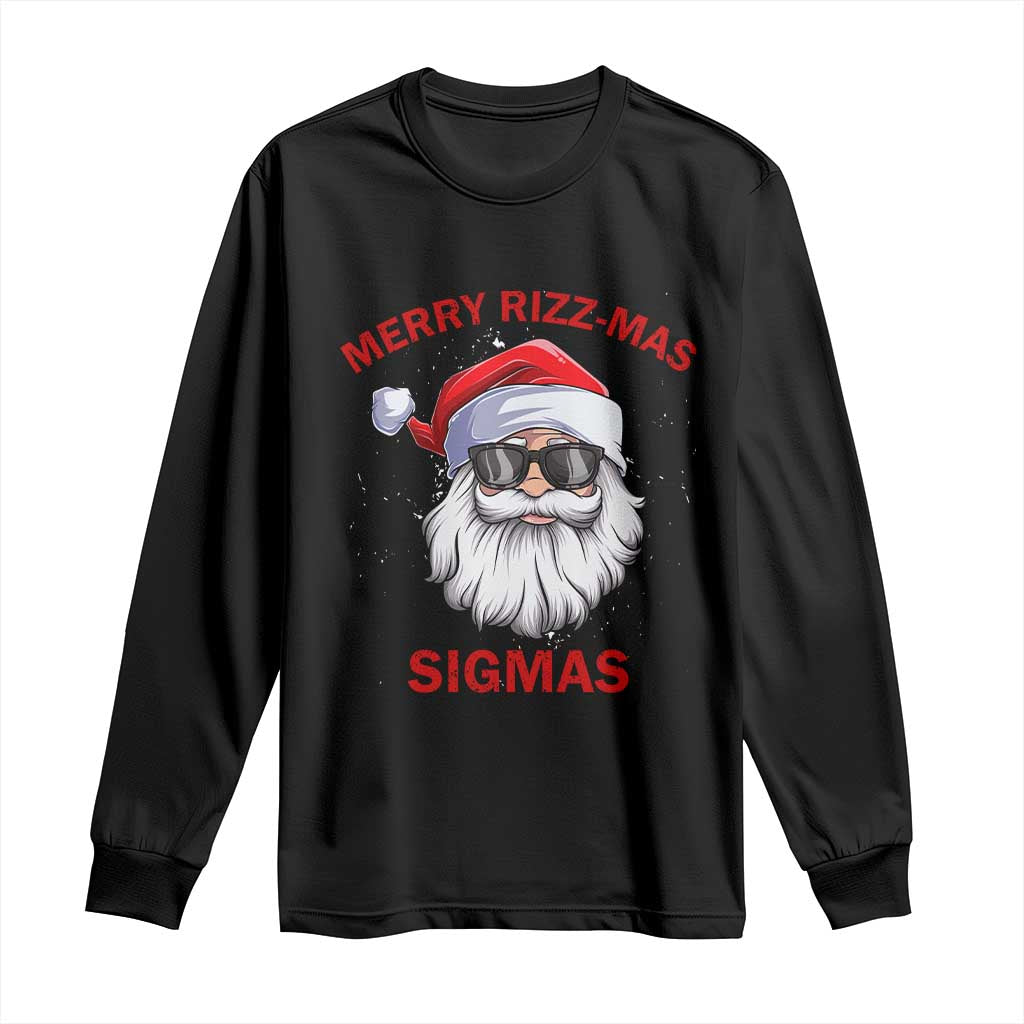 Funny Christmas Santa Long Sleeve Shirt Merry Rizz Mas Sigmas Gen Alpha Middle School Christmas