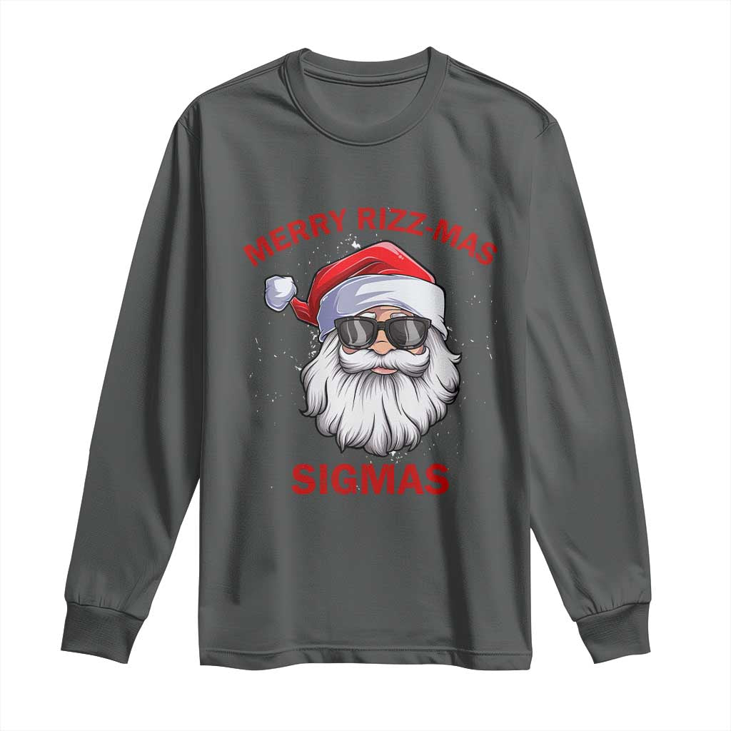 Funny Christmas Santa Long Sleeve Shirt Merry Rizz Mas Sigmas Gen Alpha Middle School Christmas