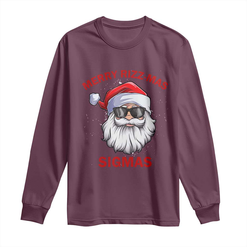Funny Christmas Santa Long Sleeve Shirt Merry Rizz Mas Sigmas Gen Alpha Middle School Christmas