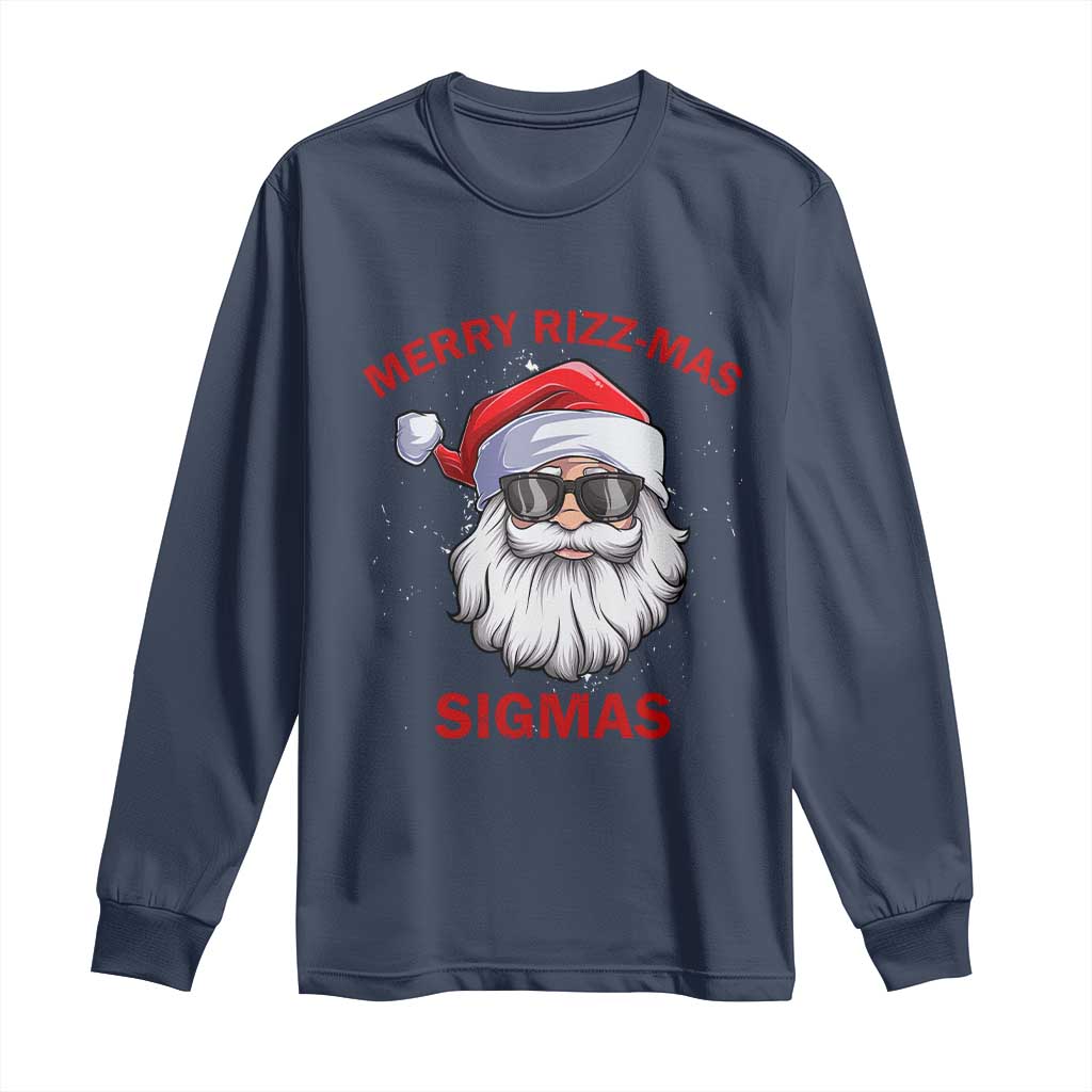 Funny Christmas Santa Long Sleeve Shirt Merry Rizz Mas Sigmas Gen Alpha Middle School Christmas