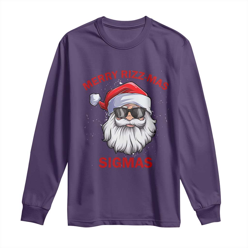 Funny Christmas Santa Long Sleeve Shirt Merry Rizz Mas Sigmas Gen Alpha Middle School Christmas