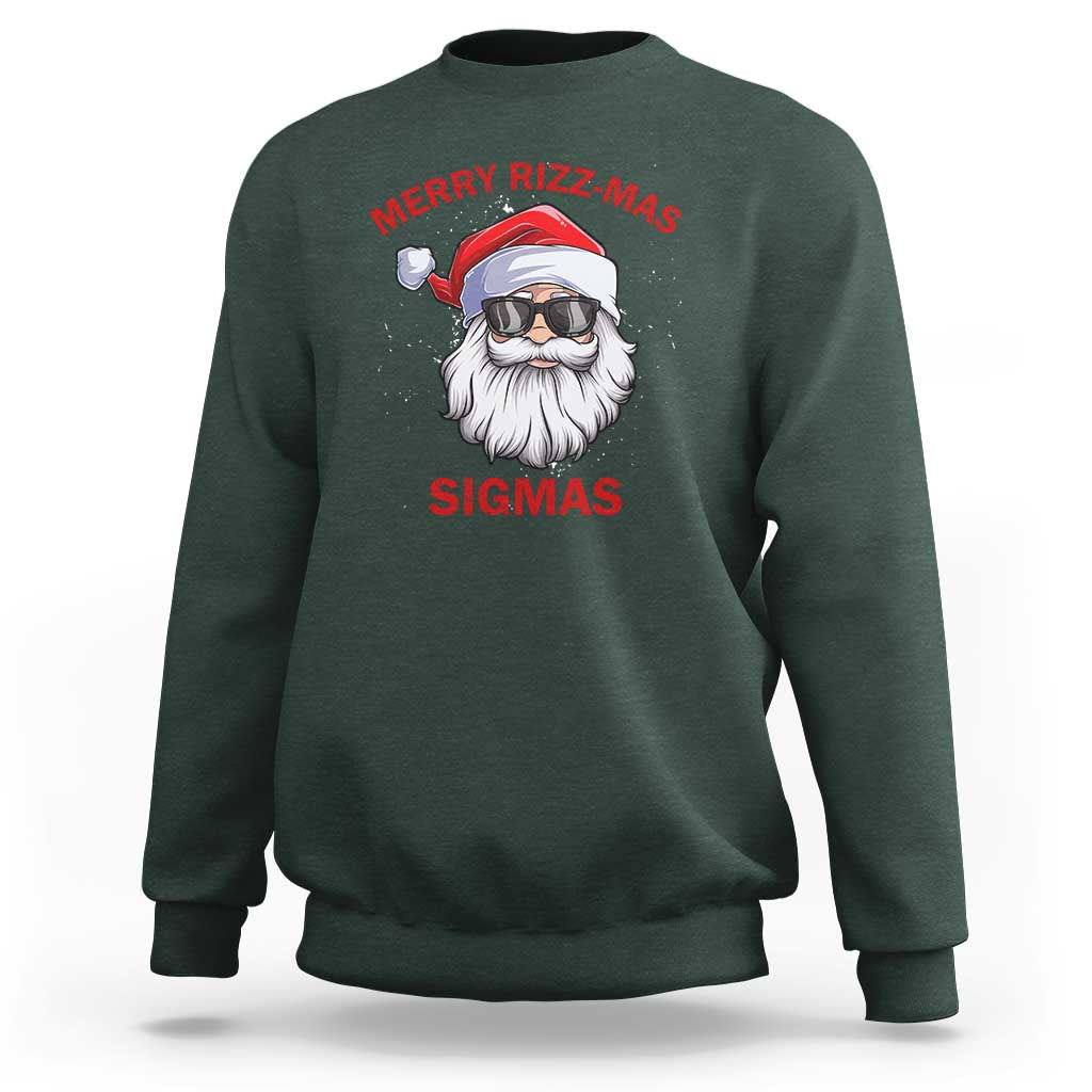 Funny Christmas Santa Sweatshirt Merry Rizz Mas Sigmas Gen Alpha Middle School Christmas - Wonder Print Shop