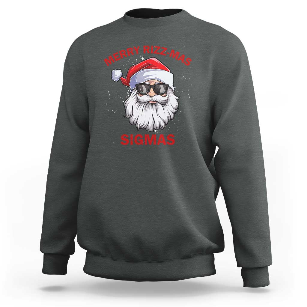 Funny Christmas Santa Sweatshirt Merry Rizz Mas Sigmas Gen Alpha Middle School Christmas - Wonder Print Shop