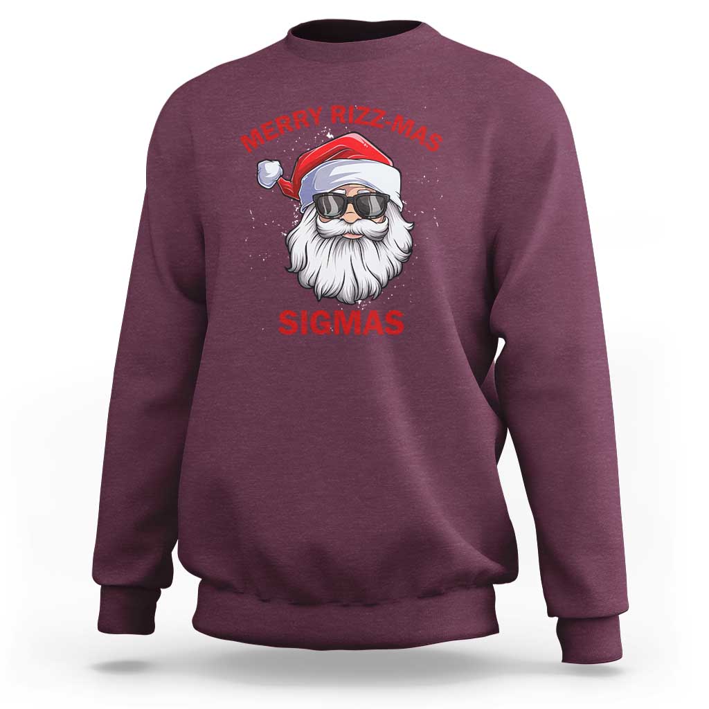 Funny Christmas Santa Sweatshirt Merry Rizz Mas Sigmas Gen Alpha Middle School Christmas - Wonder Print Shop