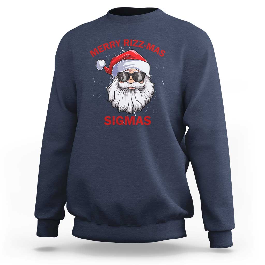 Funny Christmas Santa Sweatshirt Merry Rizz Mas Sigmas Gen Alpha Middle School Christmas - Wonder Print Shop