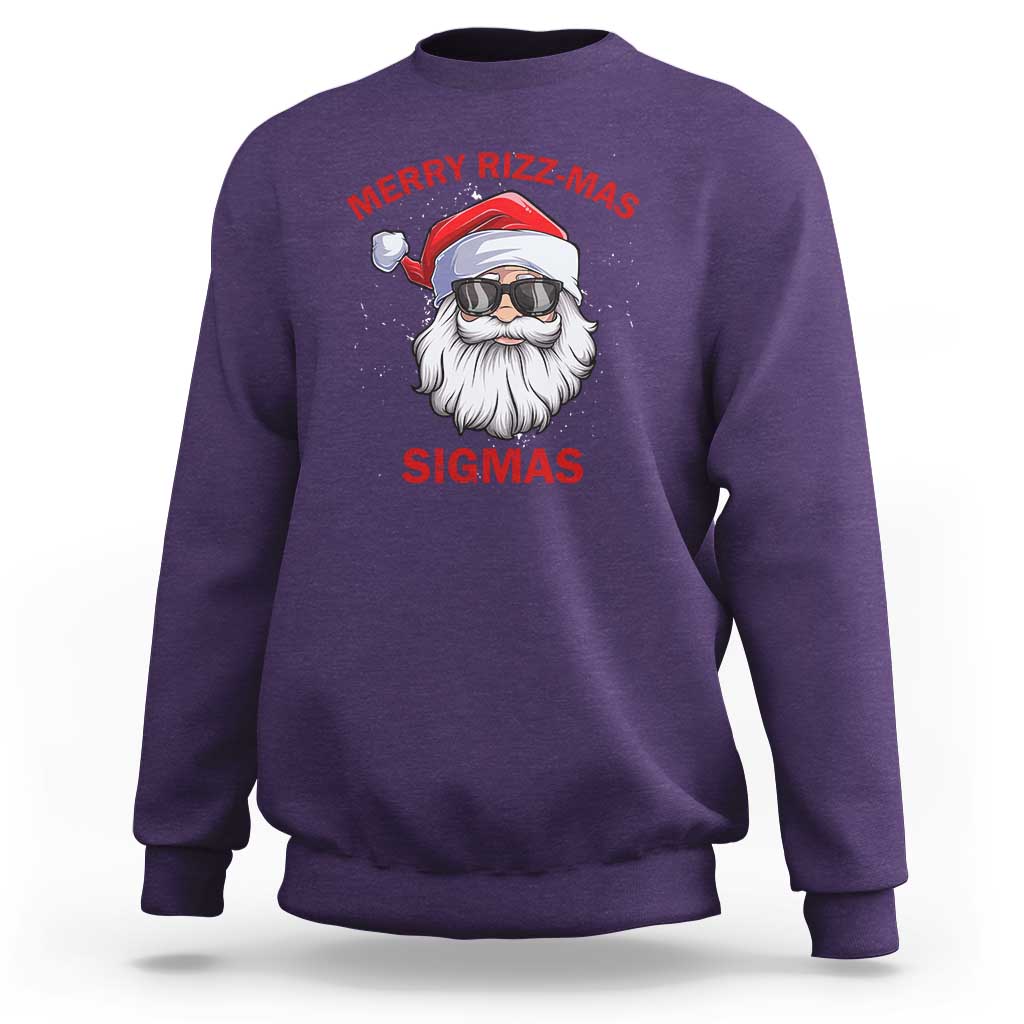 Funny Christmas Santa Sweatshirt Merry Rizz Mas Sigmas Gen Alpha Middle School Christmas - Wonder Print Shop