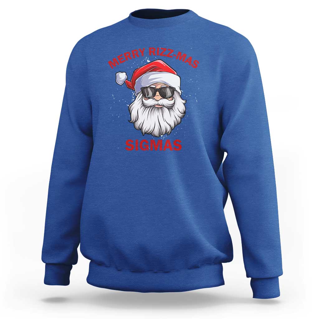 Funny Christmas Santa Sweatshirt Merry Rizz Mas Sigmas Gen Alpha Middle School Christmas - Wonder Print Shop