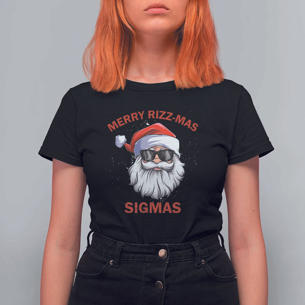 Funny Christmas Santa T Shirt For Women Merry Rizz Mas Sigmas Gen Alpha Middle School Christmas - Wonder Print Shop