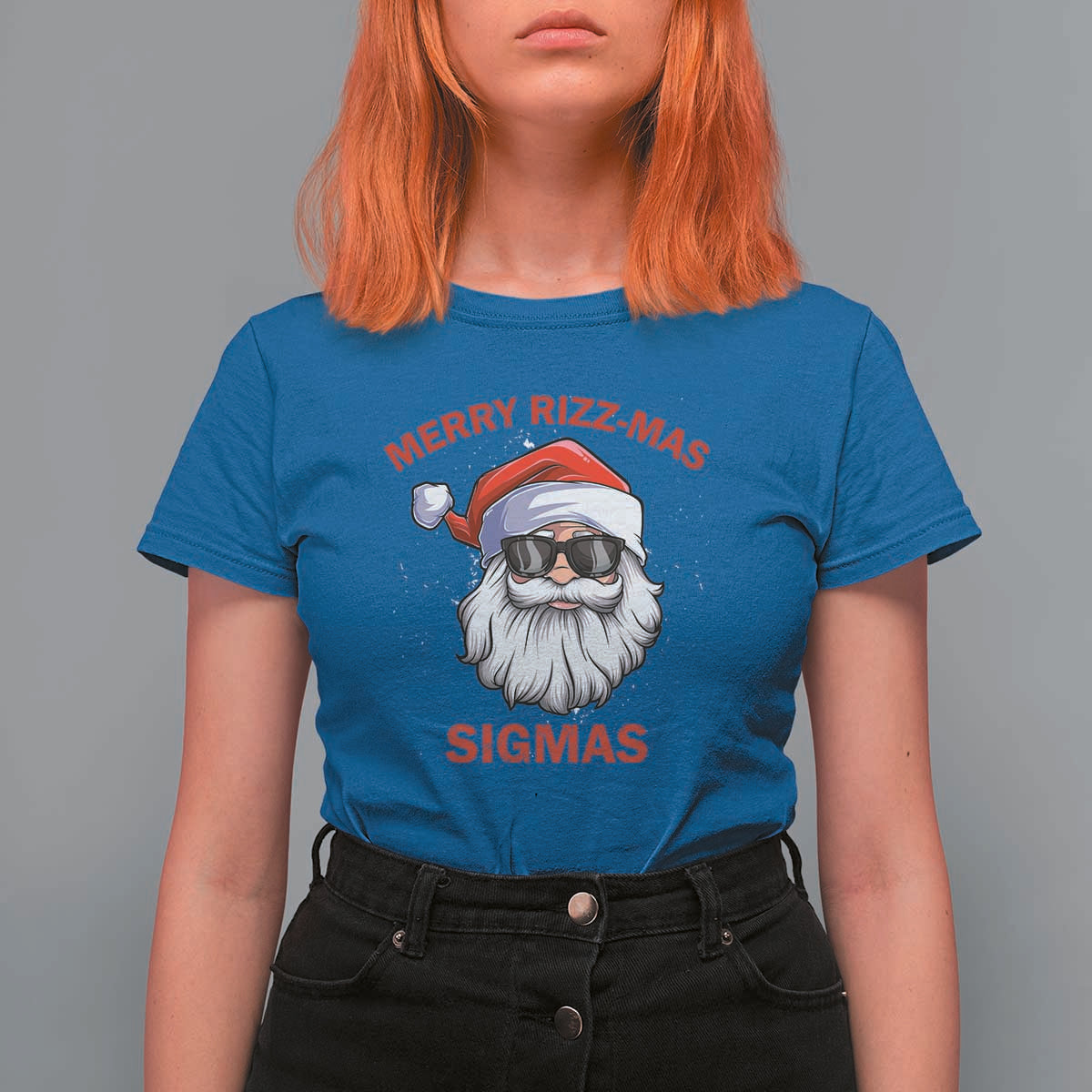 Funny Christmas Santa T Shirt For Women Merry Rizz Mas Sigmas Gen Alpha Middle School Christmas - Wonder Print Shop